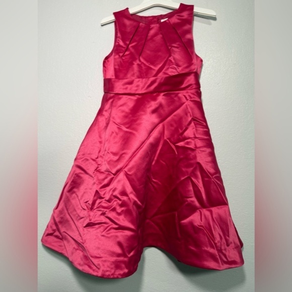 Janie and Jack WINTER BRIGHTS Hot Pink Satin‎ Dress W/ Bow & Pockets 4 Years - Picture 2 of 4